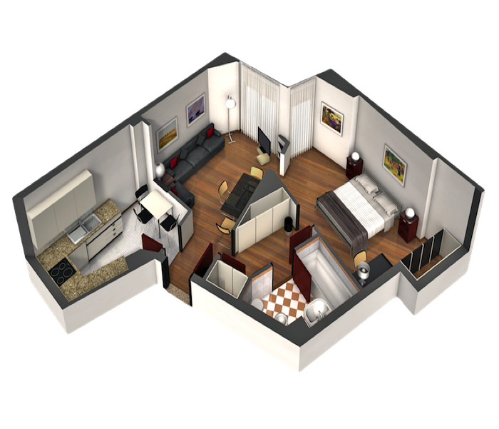 Standard One bedroom apartment - Rendering